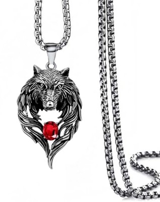 M Men Style Mens Bikers RUBY FOX European trending Style Neckalce for Men & Boys Sterling Silver Zinc, Metal Pendant