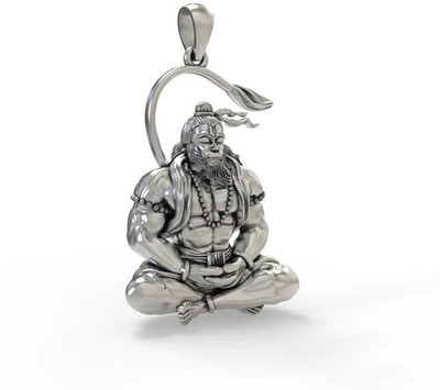 Divine rudras Meditation Hanuman Pendant for Men and Women, Evil Protector Hanuman Ji Locket Silver Brass Locket