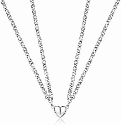 Animated F 256_JSE-magnet hrt pendent Silver Stone Pendant Set