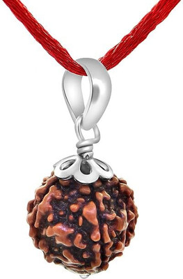 Beautum 5 Mukhi Rudraksha Nepali With Capping Five Face Rudraksha Silver Wood Pendant