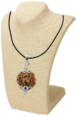 Fine Creation 5 Mukhi Nepali Rudraksha Five Face Rudraksh With Original Quality Certificate Silver Wood Pendant