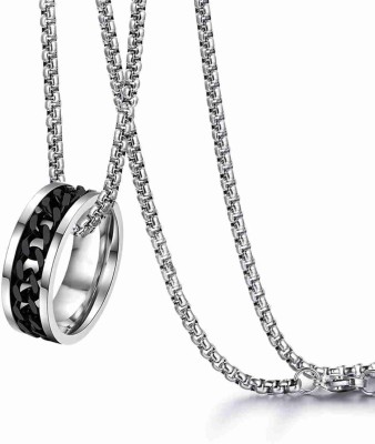 P R Production Ring Chain Locket Sterling Silver Alloy Locket