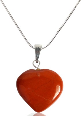 REIKI CRYSTAL PRODUCTS Natural Red Jasper Heart Shape Pendant Locket with Metal Chain for Unisex Agate Crystal Pendant