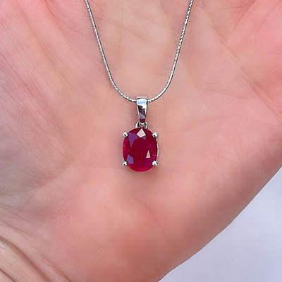 Gemzonite Ruby Pendant with Natural Manik Stone Astrological & Lab Certified Ruby Bronze Pendant