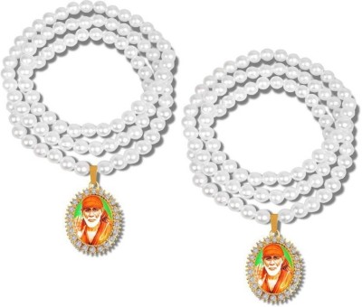 ROOTWAVE Combo of 2 sai baba om sai nath locket with white moti mala Gold-plated Alloy, Stainless Steel Pendant