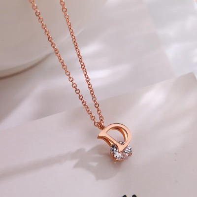 Jewels Galaxy Stylish Anti-Tarnish Pendant With Rose Gold-Plated Chain For Women & Girls Copper Cubic Zirconia Stainless Steel Pendant