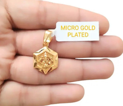 KAAYRA Hexa Shape Ganapati ji Pendant Gold-plated Brass Pendant Set