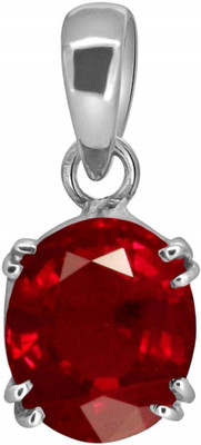 kirti sales 13.25 Ratti Ruby (Maanik/Manikya Stone Silver Pendant) AAA Quality Gemstone Silver Ruby Brass Pendant