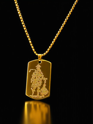 KURMASHOP Gold Plated Hanuman Chalisa Pendant Locket with Box Chain Gold-plated Stainless Steel Pendant Set