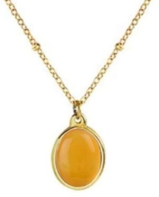 Gemzonite Certified Yellow Sulemani Hakik Stone Pendant For Women and Men Gold-plated Brass Pendant