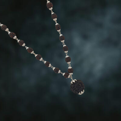 Rudra gems Jewellery TRishul Rudraksha Mala With Panchmukhi Original rudraksha Cap Mala Gold-plated Beads Brass, Alloy Locket Set