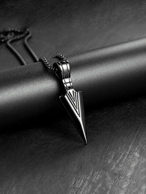 house of common Stunning Trendy Black Arrow Pendant for Boys and Men | Stylish Pendant Rhodium, Sterling Silver Stainless Steel Pendant