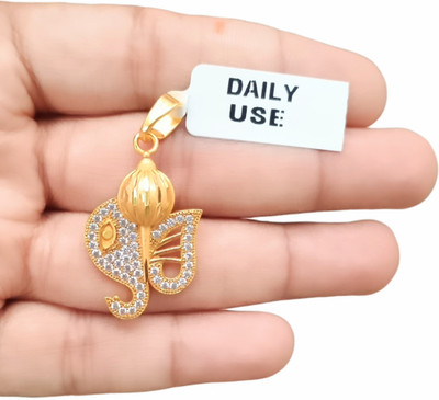 SAPNAPALACE GANPATI WITH GADA DIMONDS GOLD PENDANT Gold-plated Brass Pendant