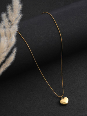 MASHBA Anti-tarnish Gold Heart Pendant With Chain For Women And Girls Gold-plated Brass Pendant Set