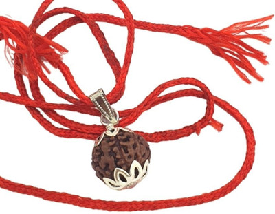 HAPPY CREATION 7 MUKHI ORIGINAL RUDRAKSHA NEPALI ORIGINAL Silver Wood Pendant Set
