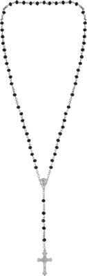 PLACIDO Steel Facetted Black bead Catholic Christian Rosary Bead Mala Men Women Silver Alloy Locket