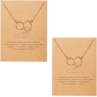 house of common Combo Of 2 Elegent Gold Plated Double Circle Friendship Pendent Gold-plated Alloy Pendant