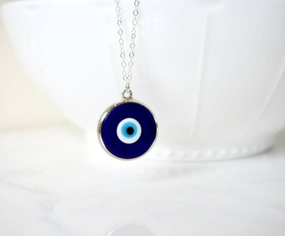 Syfer DEvil Eye Pendant/Necklace Protect You From Harmful Energy and Negativity Silver Brass Pendant