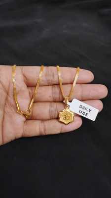 Sonutrade Om pendant locket with box chain 2 line daily wear Gold-plated Brass Pendant Set