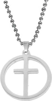 Shiv Jagdamba Religious Jewelry Round Shape Jesus Cross Locket Sterling Silver Zinc, Metal Pendant