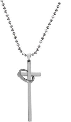 Shiv Jagdamba Crucifix Cross Pendant Necklace Chain Jewelry Rhodium Stainless Steel Pendant Set