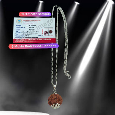 HAPPY CREATION 6 Mukhi Rudraksha With Lab Certified, Silver Beads Brass, Wood Locket