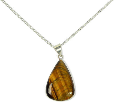 REIKI CRYSTAL PRODUCTS Natural Tiger Eye Crystal Stone Drop Shape Pendant/Locket With Chain For Unisex Beads, Crystal Crystal Pendant