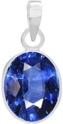 Suruchi Gems & Jewels Blue Sapphire/Neelam 8.25 Ratti or 7.5 Ct Gemstone Men & Women bis Hallmark 925 Sterling Silver Stone Pendant