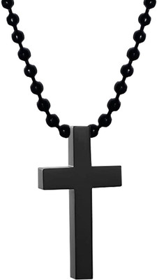 Astrootalk Black Lord Holy Jesus Christ Cross Christian Isa Masih Pendant Locket Necklace Stainless Steel Pendant Set