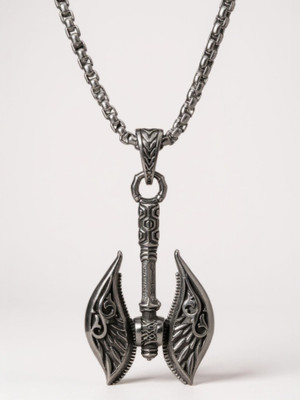 RAPPERSSHOP Viking Double Blade Axe Pendant Locket With Chain Gold-plated Stainless Steel Pendant Set