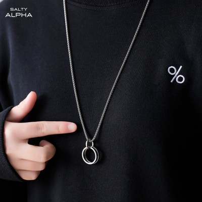 Salty Alpha Nautical Silver Neck Chain for Men & Boy | Locket | Necklace | Aesthetic Jewelry Stainless Steel Pendant Set