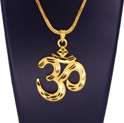 Ansh Enterpris Om Namah Shivay Chain Locket Temple Hindu God Jewellery for Men/Women Gold-plated Crystal Metal Pendant