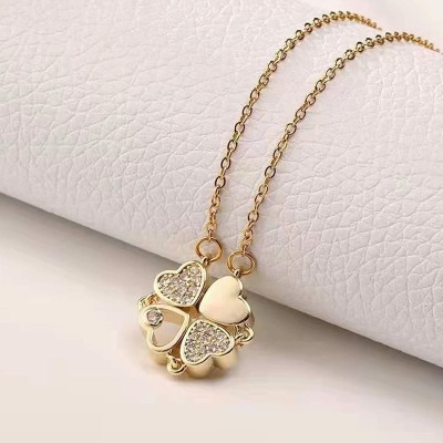 MEENAZ 4 Magnetic pendant for girls Women Pendant Chain Locket magnet heart necklace Gold-plated Zircon, Crystal, Diamond, Cubic Zirconia Metal, Alloy, Copper, Brass, Stainless Steel, Steel Pendant Set