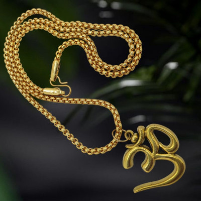 JagatguruShop God Lord shri Mahadev shri Shiv Trishul OM Locket Pendant With Chain Gold-plated Brass, Alloy Pendant Set