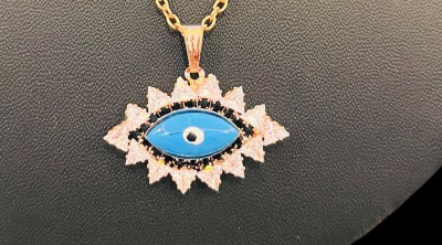 Evil Evil Eye Charm Pendant Chain for Women and Girls Gold-plated, Sterling Silver Cubic Zirconia, Zircon Alloy Locket Set