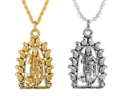 RN Dual Tone Lord Kartikeya murugan Pendant Chain Locket Necklace Jewellery Gold-plated Brass Pendant