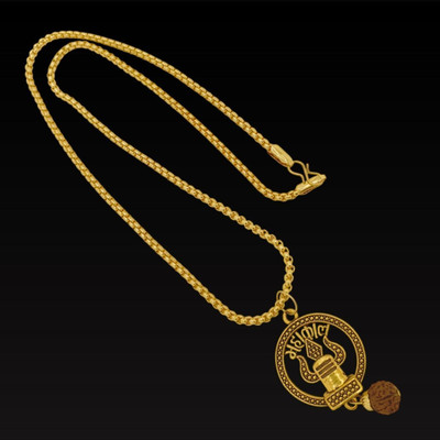 lisa vorce Shiv Trishul OM locket for boys With Chain Best Gift to Loved Ones Gold-plated Brass, Alloy Pendant Set