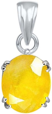 Suruchi Gems & Jewels Yellow Sapphire (Pukhraj) 8.25 Ratti or 7.50 Ct Men & Woman bis Hallmark 925 Sterling Silver Stone Pendant