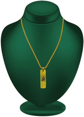 JagatguruShop Most Demanded Shiv Trishul OM Dotted Locket Pendant With Chain Gold-plated Brass, Alloy Locket