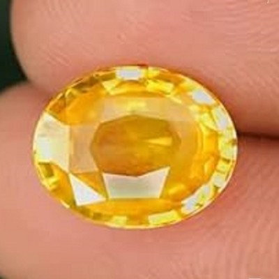 KUSHMIWAL GEMS 7.25 Ratti 6.00 Crt Natural Ceylone Yellow Sapphire Gemstone Original Pukhraj Sapphire Stone