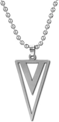 Utkarsh Silver Geometric Dual Triangle Arrow Head Unique Design Locket Pendant Necklace Silver Stainless Steel Pendant Set