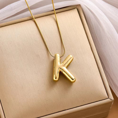 MEENAZ Alphabet K pendant for women anti tarnish necklace chain locket korean initial Gold-plated Alloy, Metal, Brass, Stainless Steel Pendant