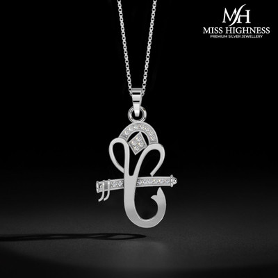 Miss Highness Pure 925 Silver Vintage Ganesha Pendant – Luxury, Religious, Spiritual Gift, Rhodium Cubic Zirconia Sterling Silver Pendant