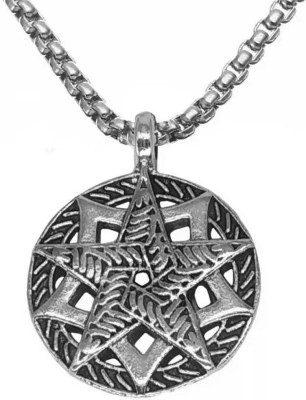 M Men Style Biker Jewelry Valentine Gift Fashion Star Circle Pentagram Pendant Necklace Sterling Silver Zinc, Metal Pendant