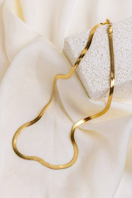 Gleve Gold Snack Chain NC Crystal Gold-plated Plated Stainless Steel Necklace