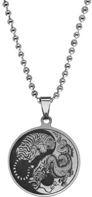 M Men Style Biker Jewellery Yin Yang Dragon And Tiger Pendant Necklace Sterling Silver Stainless Steel Pendant