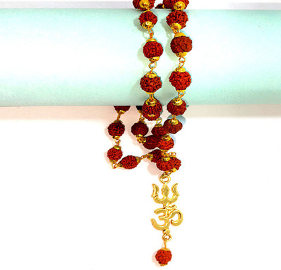 KAVACH JEWELS Combo Mahadev Bolenath Trishu Locket With Rudraksha Mala Gold-plated Beads Brass Gold-plated Alloy