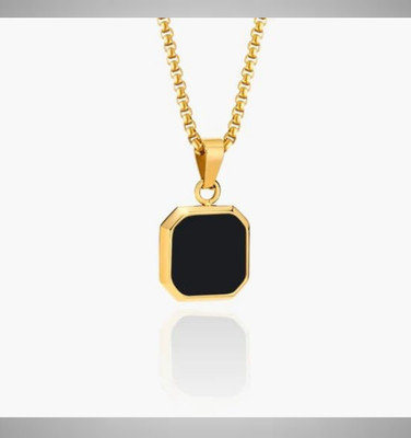 Fab Creations Square Pendant for Men and Women Stainless Steel__F82 Gold-plated Alloy Pendant Set