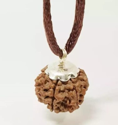 Beautum Nepali 6 Mukhi Rudraksha Six Face Rudraksha With Metal Capping Wood Pendant