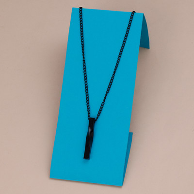 SILVER SHINE Fancy Design Spiral Long Rectangular & Twisted Black Bar Pendant Brass Plated Alloy Chain Set